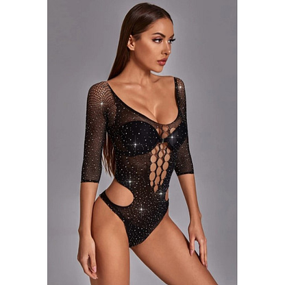 Stretch Teddy Lingerie With Rhinestones